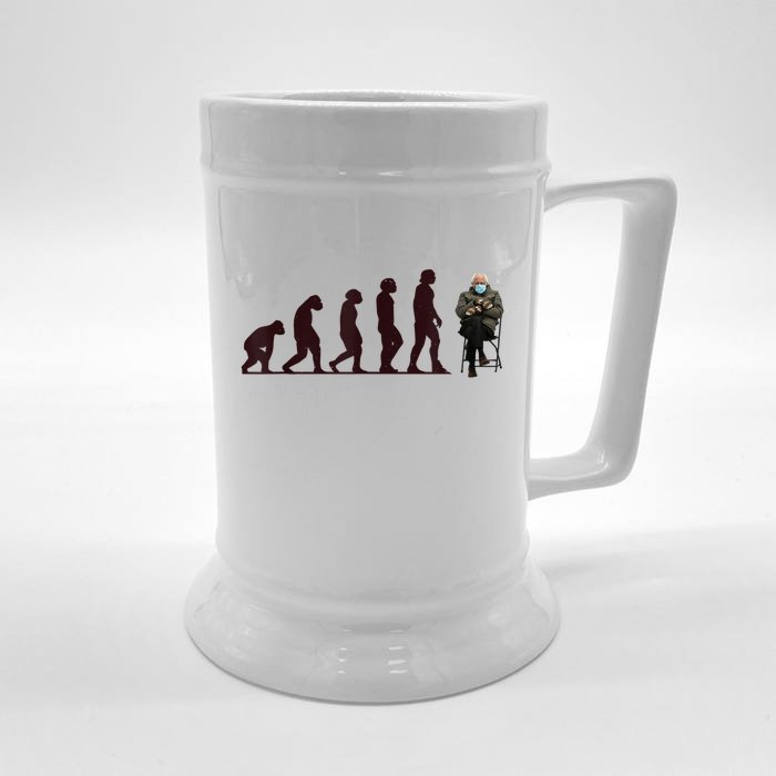 Evolution Of Bernie Sanders Mittens Meme Front & Back Beer Stein