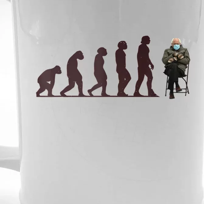 Evolution Of Bernie Sanders Mittens Meme Front & Back Beer Stein