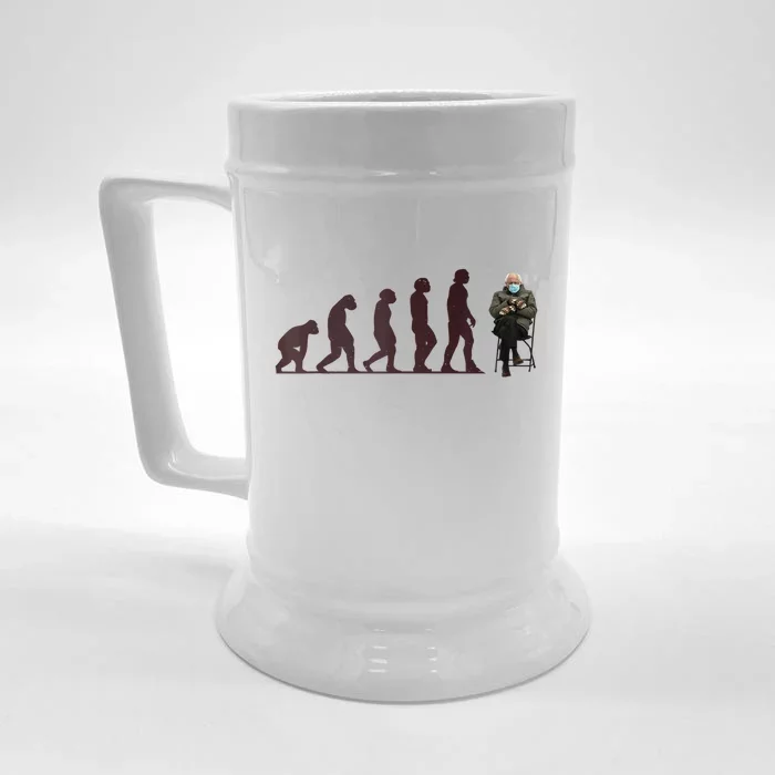 Evolution Of Bernie Sanders Mittens Meme Front & Back Beer Stein