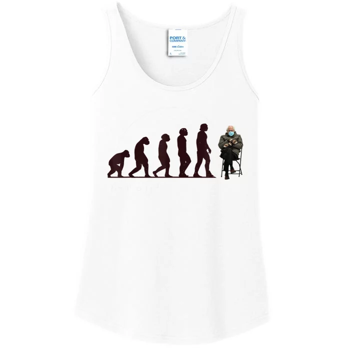 Evolution Of Bernie Sanders Mittens Meme Ladies Essential Tank