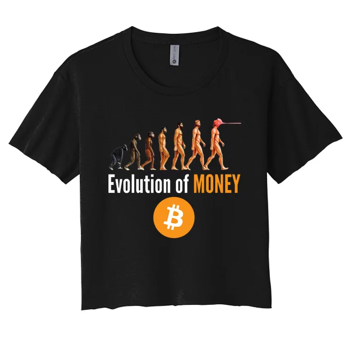 Evolution Of Bitcoin, BTC, Crypto, Cryptocurrency, Blockchain, HODL Bitcoin Women's Crop Top Tee