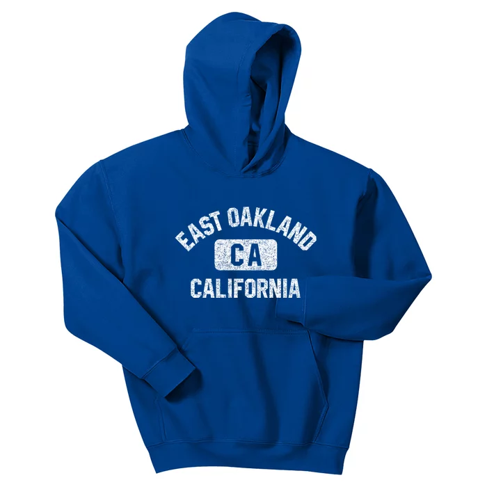 East Oakland Ca California Gym Style Distressed White Print Gift Kids Hoodie