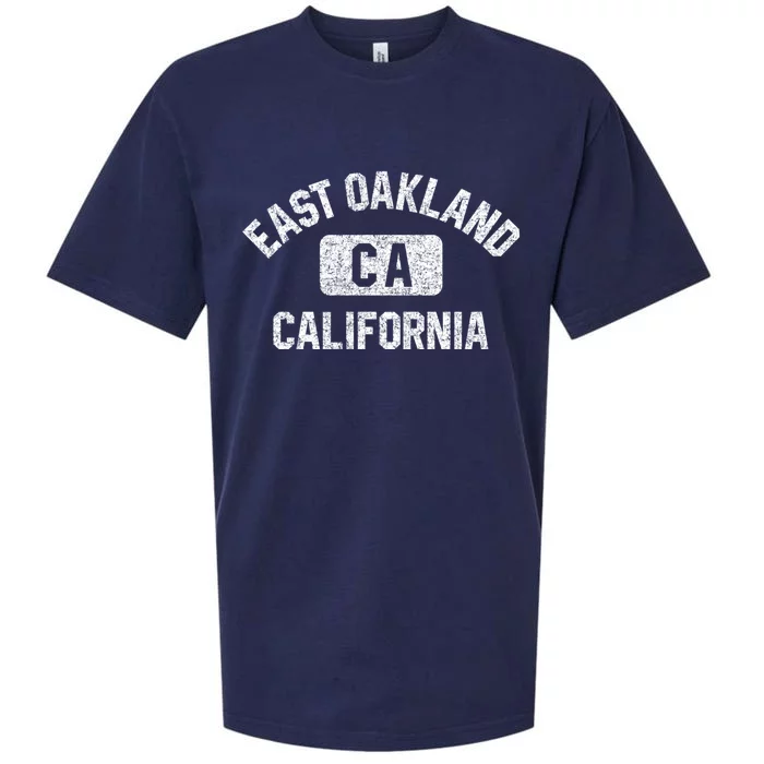 East Oakland Ca California Gym Style Distressed White Print Gift Sueded Cloud Jersey T-Shirt