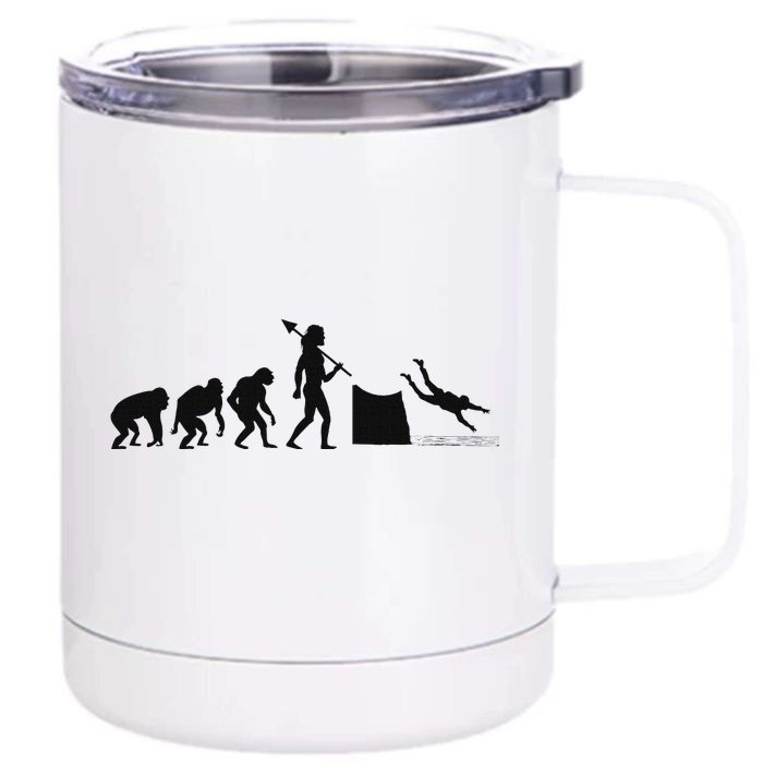 Evolution Of Cliff Diving Jumping Diver Art Front & Back 12oz Stainless Steel Tumbler Cup