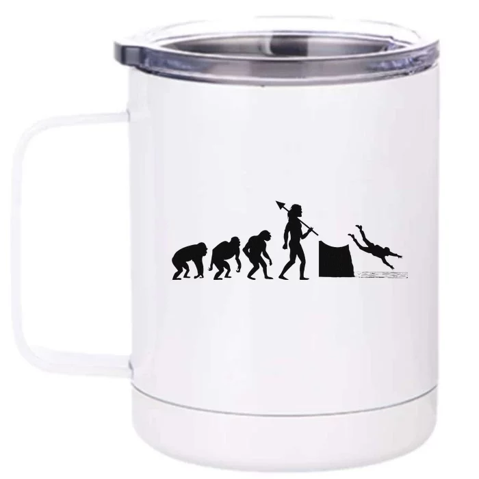 Evolution Of Cliff Diving Jumping Diver Art Front & Back 12oz Stainless Steel Tumbler Cup