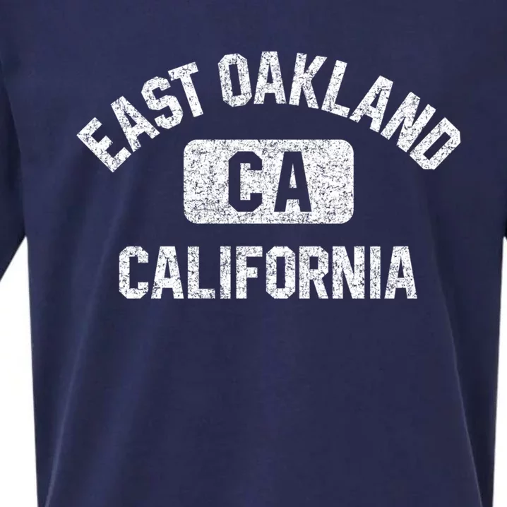 East Oakland Ca California Gym Style Distressed White Print Gift Sueded Cloud Jersey T-Shirt