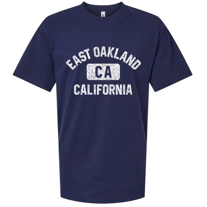 East Oakland Ca California Gym Style Distressed White Print Gift Sueded Cloud Jersey T-Shirt