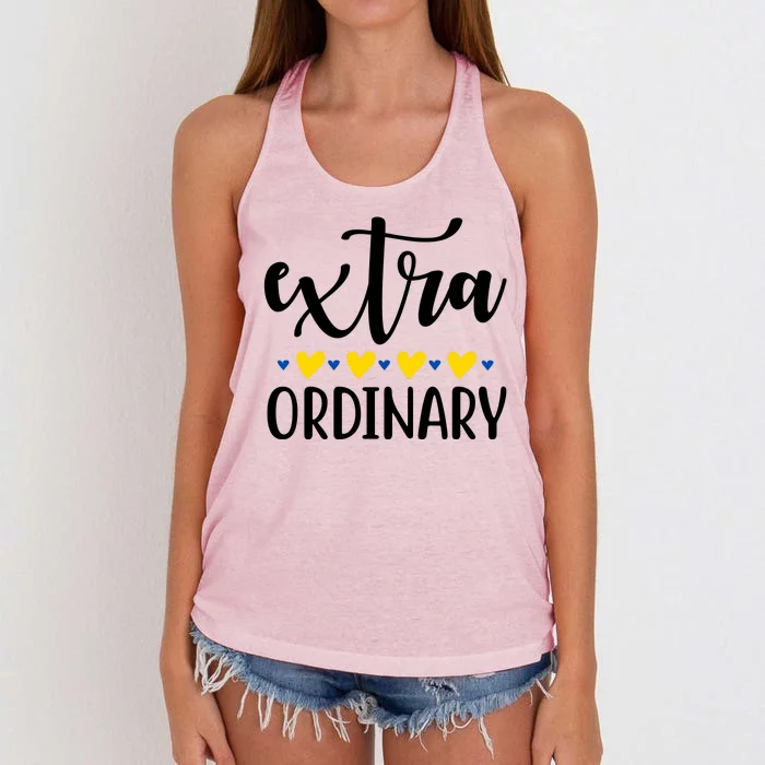 Extra Ordinary Down Syndrome Awareness Women's Knotted Racerback Tank