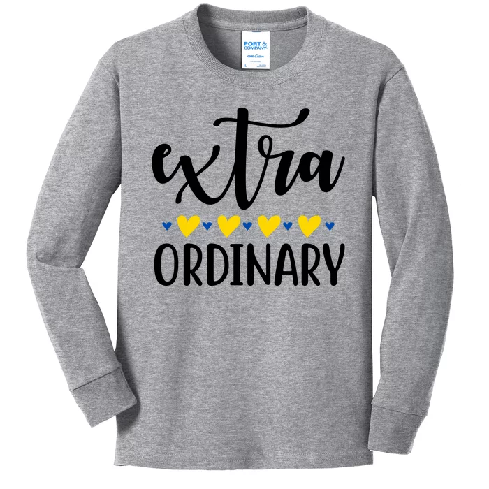 Extra Ordinary Down Syndrome Awareness Kids Long Sleeve Shirt