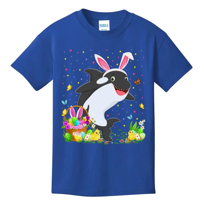 Easter Orca Fish Bunny Egg Hunting Orca Easter Sunday Gift Kids T-Shirt