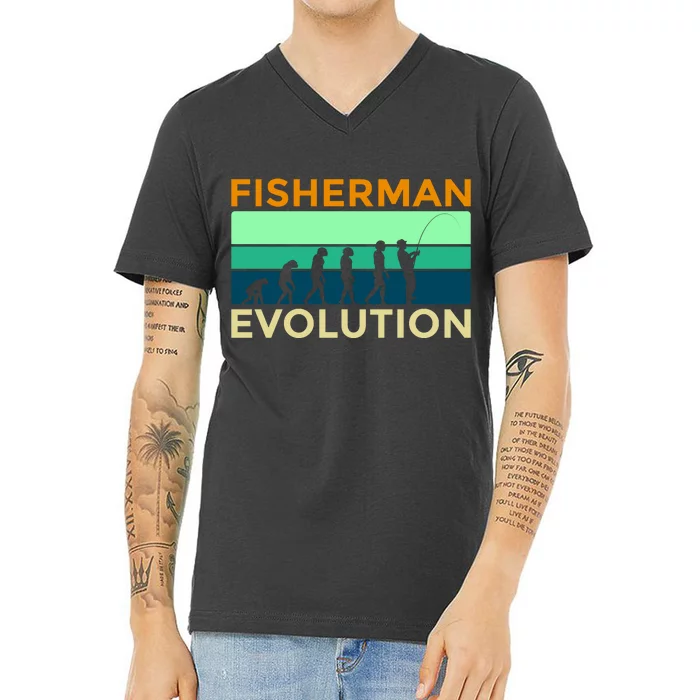 Evolution Of Fishing V-Neck T-Shirt