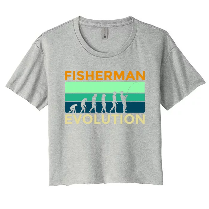 Evolution Of Fishing Women's Crop Top Tee