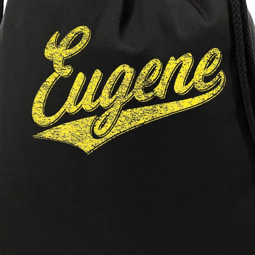 Eugene Oregon Flag Sports Baseball Script Jersey Swoosh Drawstring Bag