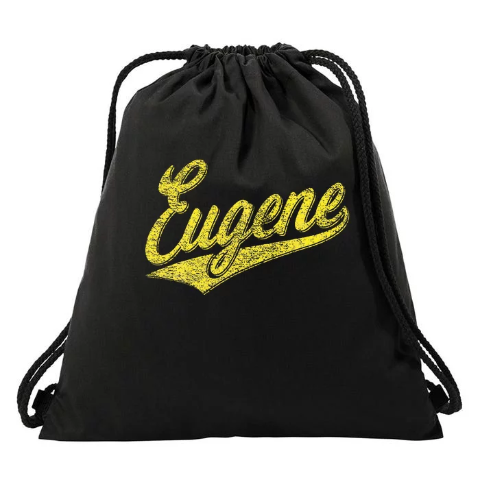 Eugene Oregon Flag Sports Baseball Script Jersey Swoosh Drawstring Bag