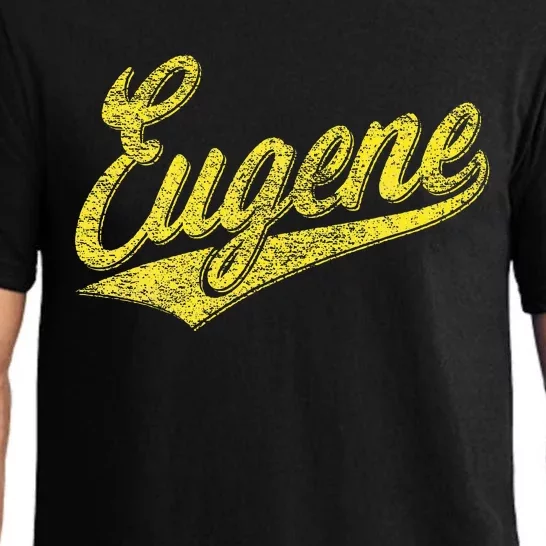 Eugene Oregon Flag Sports Baseball Script Jersey Swoosh Pajama Set