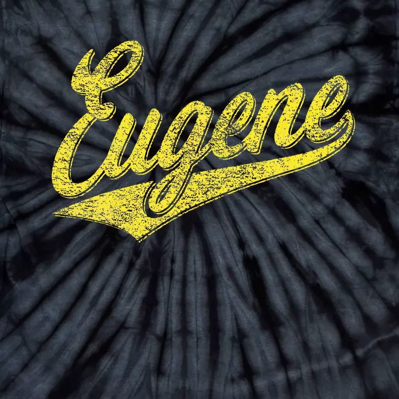 Eugene Oregon Flag Sports Baseball Script Jersey Swoosh Tie-Dye T-Shirt