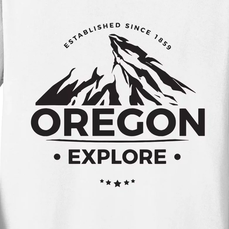 Explore Oregon Graphic Mountain Kids Long Sleeve Shirt