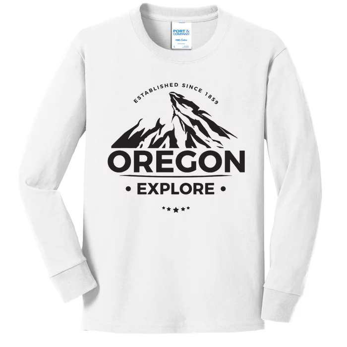 Explore Oregon Graphic Mountain Kids Long Sleeve Shirt