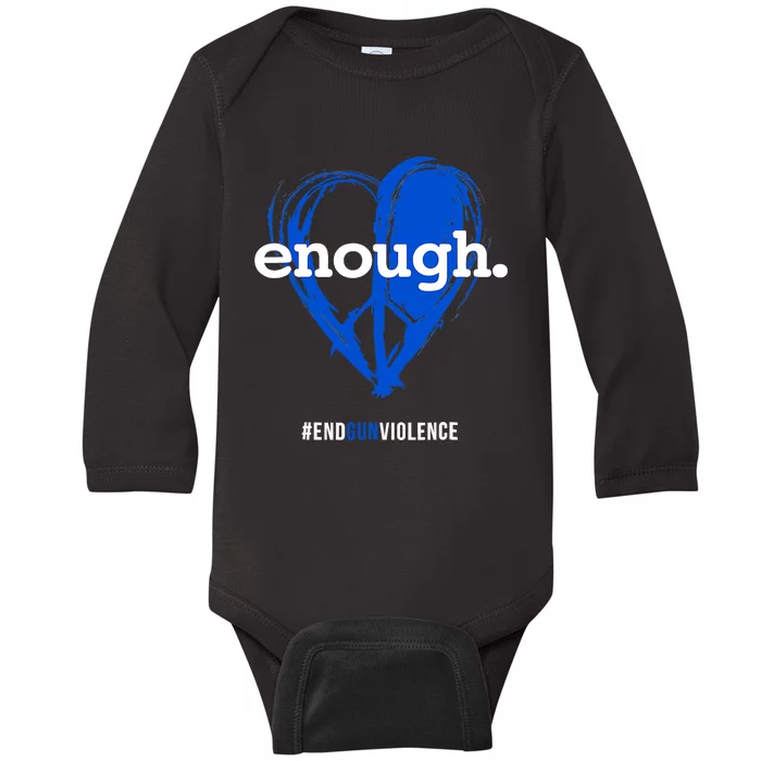 Enough Orange Gun Control Peace & Love Symbol Baby Long Sleeve Bodysuit