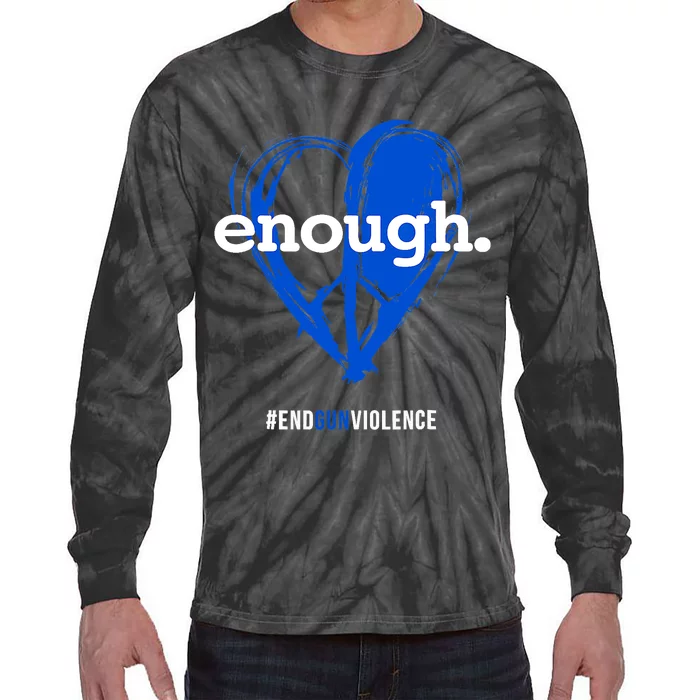 Enough Orange Gun Control Peace & Love Symbol Tie-Dye Long Sleeve Shirt