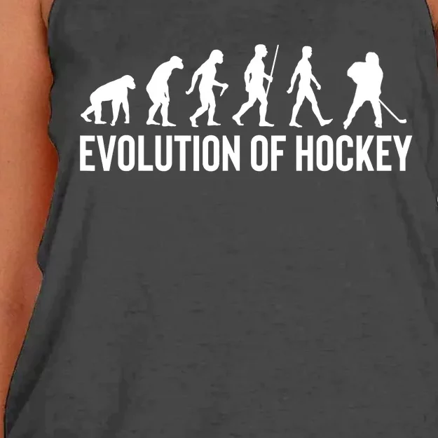 Evolution Of Hockey Humorous Sports Design Women's Knotted Racerback Tank