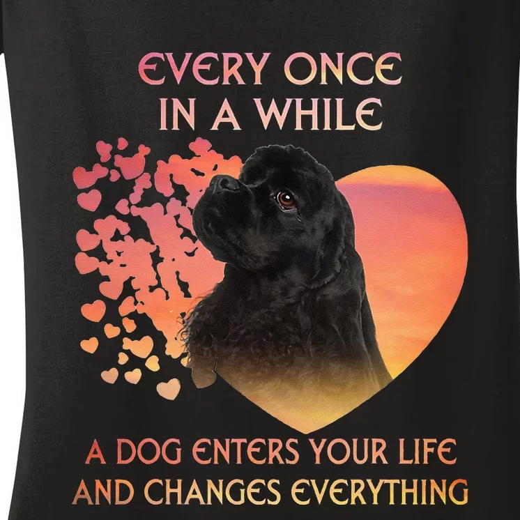 Every Once In A While American Cocker Spaniel dog Women's V-Neck T-Shirt