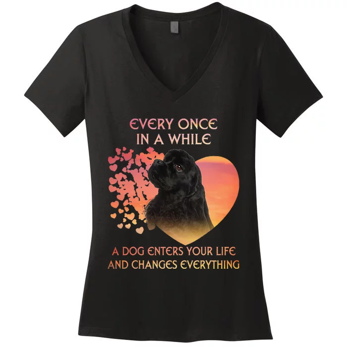 Every Once In A While American Cocker Spaniel dog Women's V-Neck T-Shirt