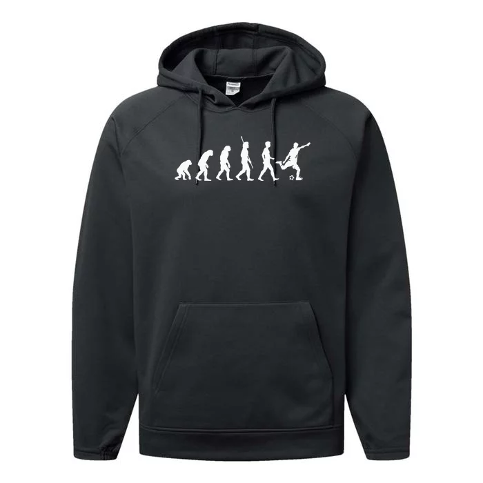 Evolution Of Man Soccer Lover Soccer Player Performance Fleece Hoodie