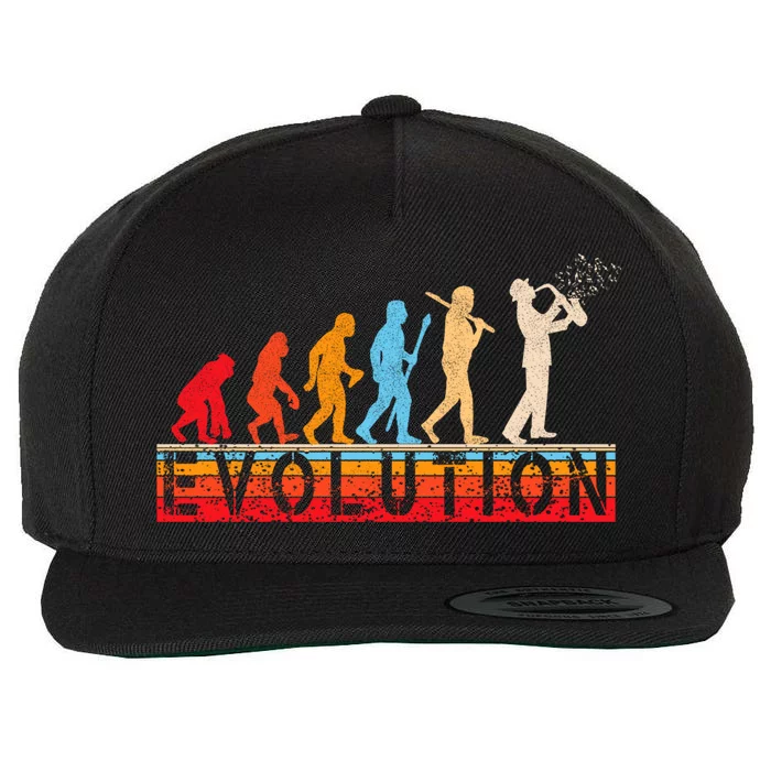 Evolution Of Man Retrostyle Saxophone Player Saxophonist Gift Wool Snapback Cap