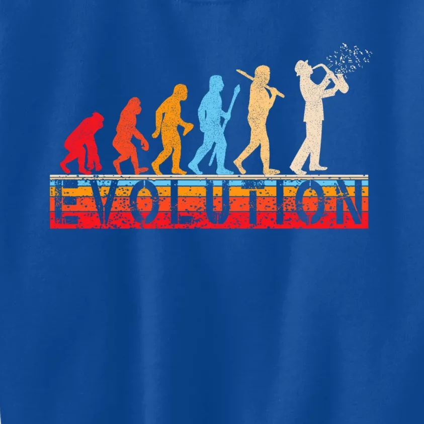 Evolution Of Man Retrostyle Saxophone Player Saxophonist Gift Kids Sweatshirt