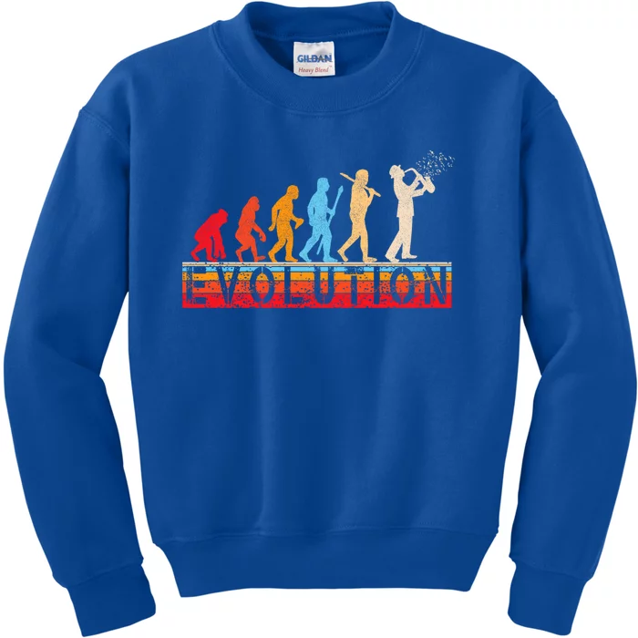 Evolution Of Man Retrostyle Saxophone Player Saxophonist Gift Kids Sweatshirt