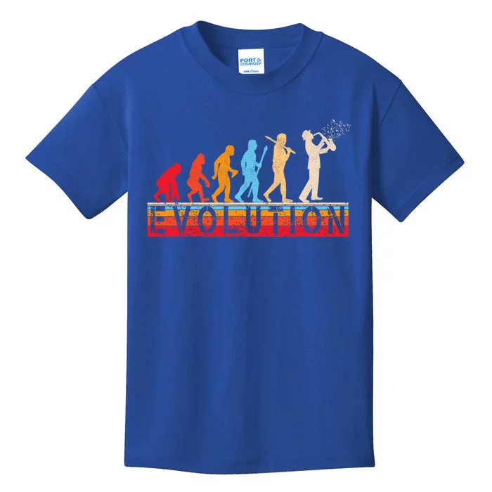 Evolution Of Man Retrostyle Saxophone Player Saxophonist Gift Kids T-Shirt