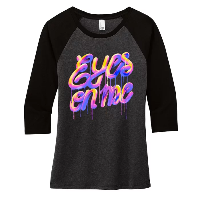 Eyes On Me Colorful Women's Tri-Blend 3/4-Sleeve Raglan Shirt