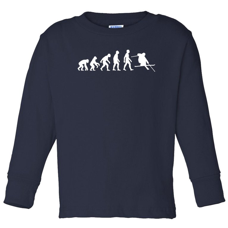 Evolution Of Man Skiing Toddler Long Sleeve Shirt