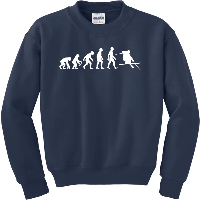 Evolution Of Man Skiing Kids Sweatshirt