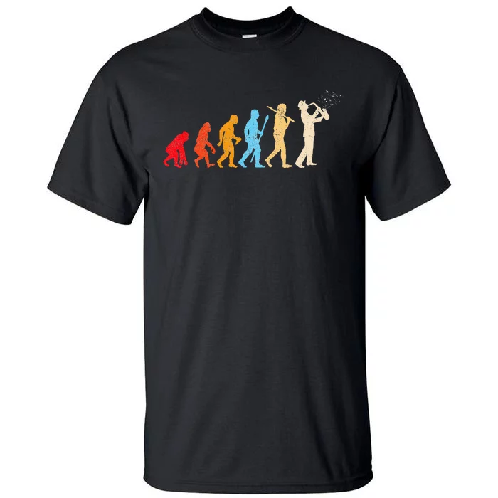 Evolution Of Man Retrostyle Saxophone Player Saxophonist Tall T-Shirt