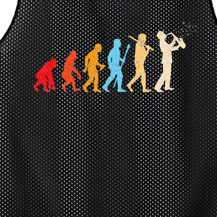 Evolution Of Man Retrostyle Saxophone Player Saxophonist Mesh Reversible Basketball Jersey Tank