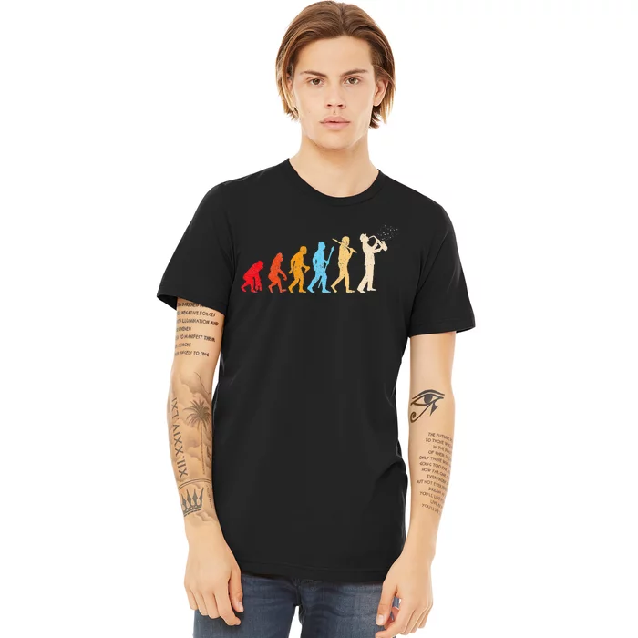 Evolution Of Man Retrostyle Saxophone Player Saxophonist Premium T-Shirt