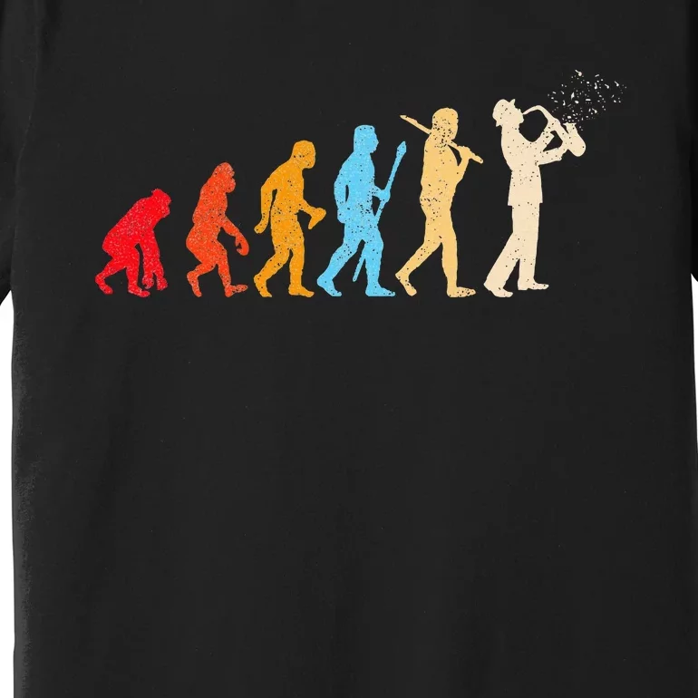 Evolution Of Man Retrostyle Saxophone Player Saxophonist Premium T-Shirt