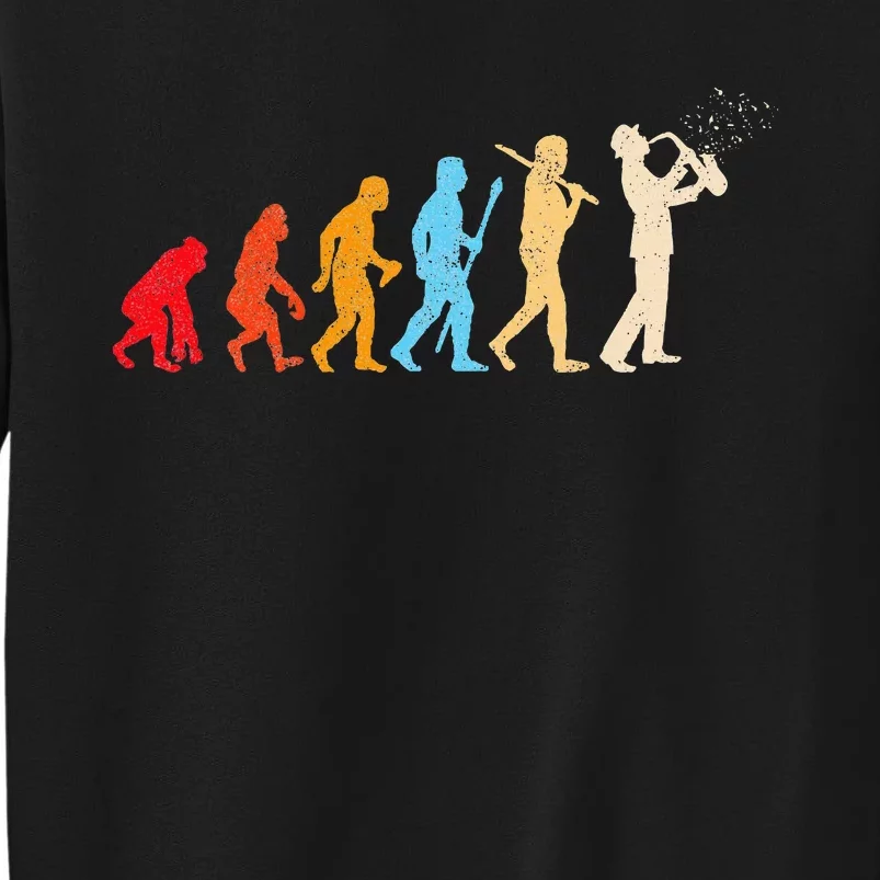 Evolution Of Man Retrostyle Saxophone Player Saxophonist Tall Sweatshirt