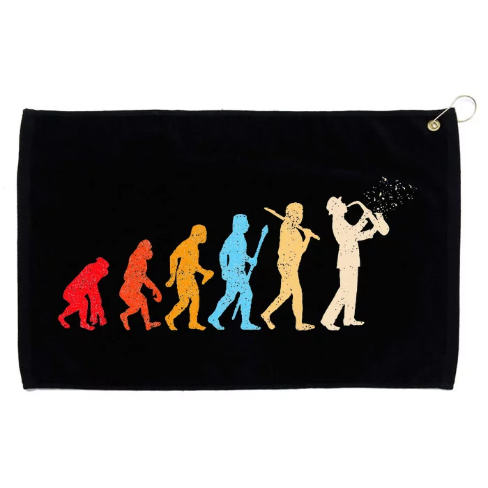 Evolution Of Man Retrostyle Saxophone Player Saxophonist Grommeted Golf Towel