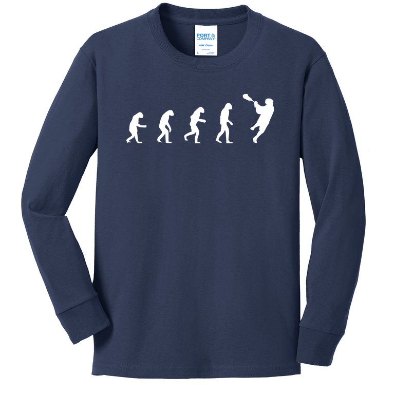 Evolution Of Man To Lacrosse Player Kids Long Sleeve Shirt