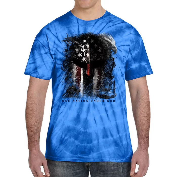 Epic One Nation Under God Usa Military Spartan Helmet Gift Tie-Dye T-Shirt