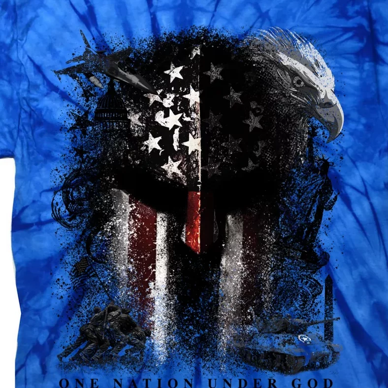 Epic One Nation Under God Usa Military Spartan Helmet Gift Tie-Dye T-Shirt