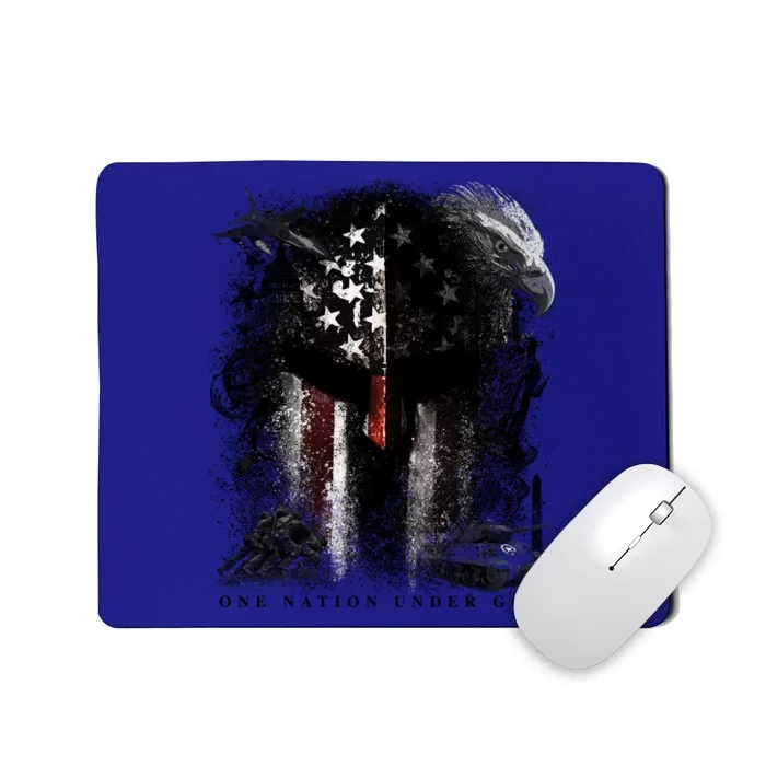 Epic One Nation Under God Usa Military Spartan Helmet Gift Mousepad