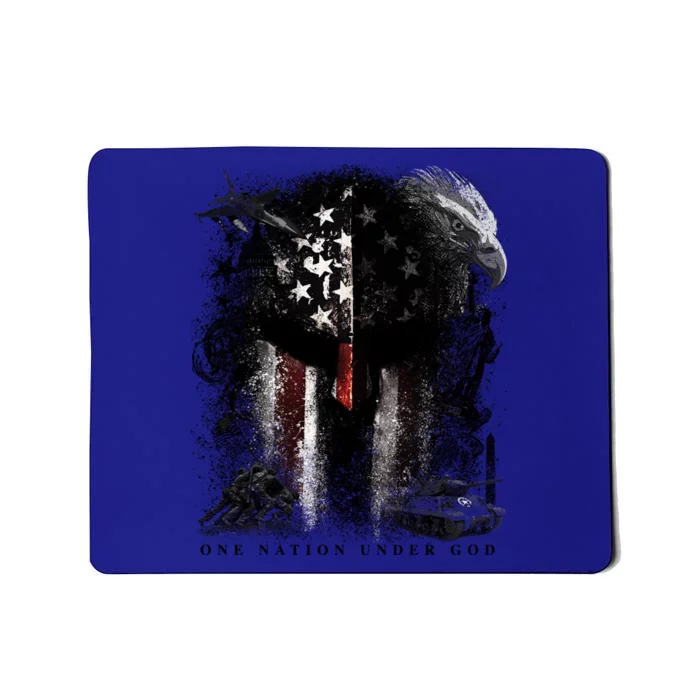 Epic One Nation Under God Usa Military Spartan Helmet Gift Mousepad