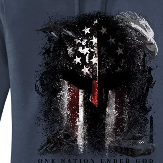 Epic One Nation Under God Usa Military Spartan Helmet Gift Women's Pullover Hoodie