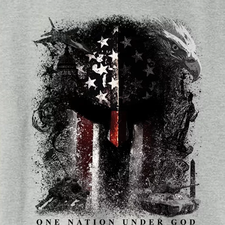 Epic One Nation Under God Usa Military Spartan Helmet Gift Women's Crop Top Tee