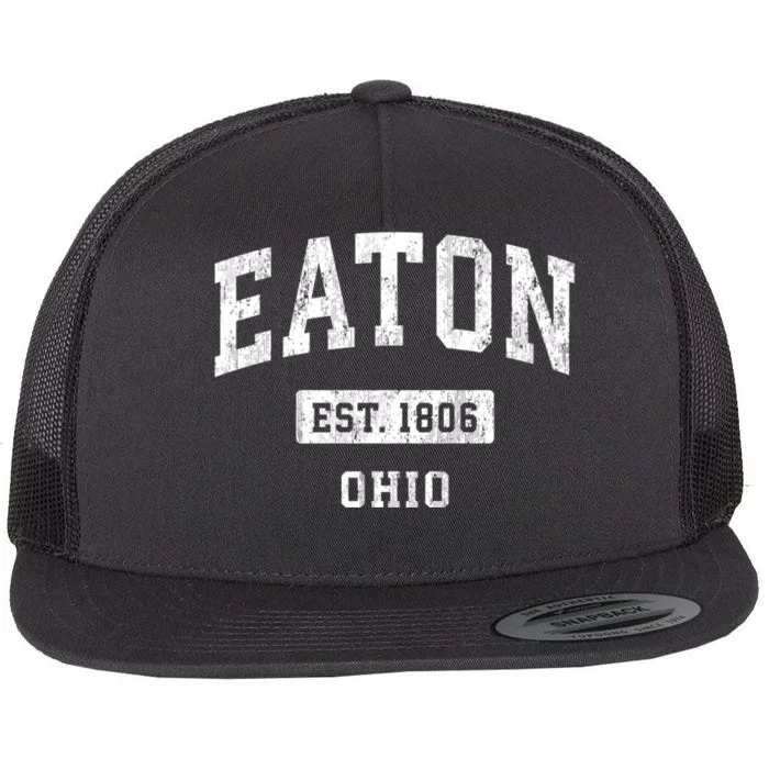 Eaton Ohio Oh Vintage Sports Flat Bill Trucker Hat