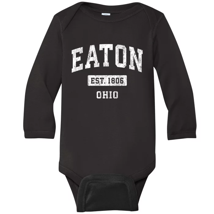 Eaton Ohio Oh Vintage Sports Baby Long Sleeve Bodysuit